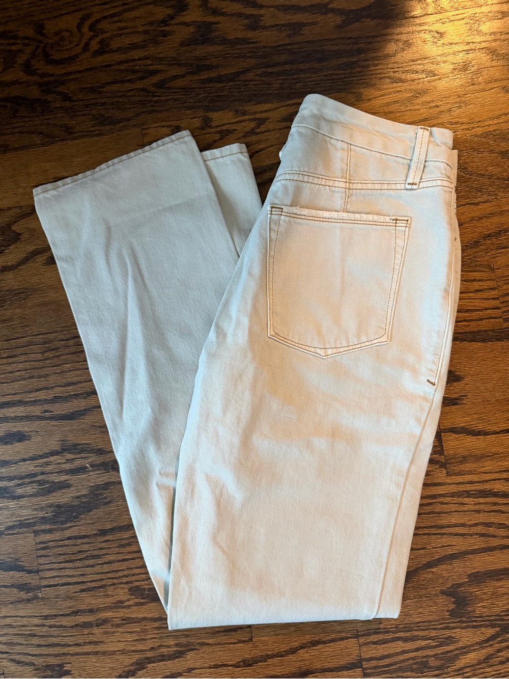 Good American Cream Straight Leg Jeans